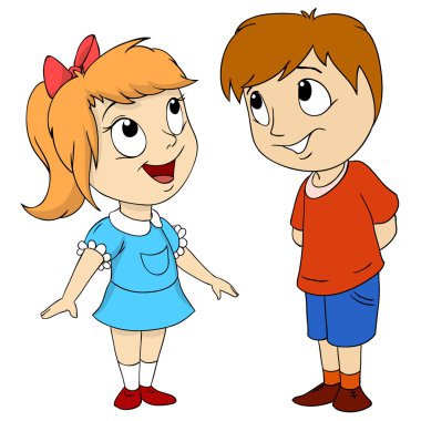 karikatür şirin mutlu çocuklar