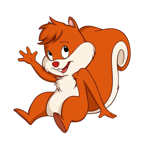 Assis dessin animé écureuil ourson geste de bienvenue — Image vectorielle