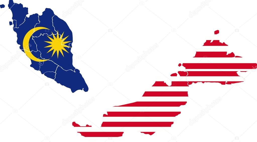 Map of Malaysia in Malaysian flag colors. Stock Illustration by ©shahreen  #30622995