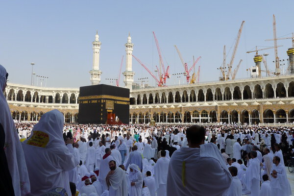 View of Kaabah from ground level of Masjid Al-Haram.