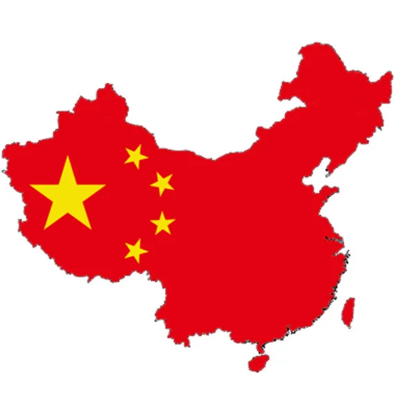 Mapas da China na bandeira da China . — Fotografia de Stock