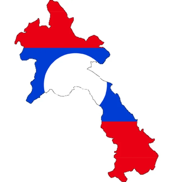 Maps of Laos in Laos flag. — Stock Photo, Image