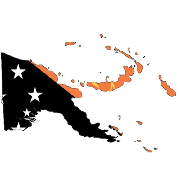 Maps of Papua New Guinea in Papua New Guinea flag. — Stock Photo, Image