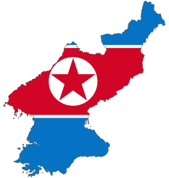 Kaarten van Noord-korea in Noord-korea vlag. — Stockfoto