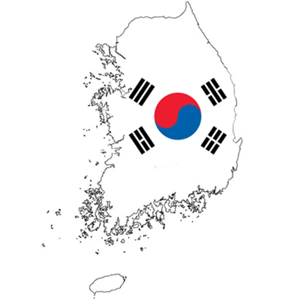 Карты Южной Кореи под флагом Южной Кореи . — стоковое фото
