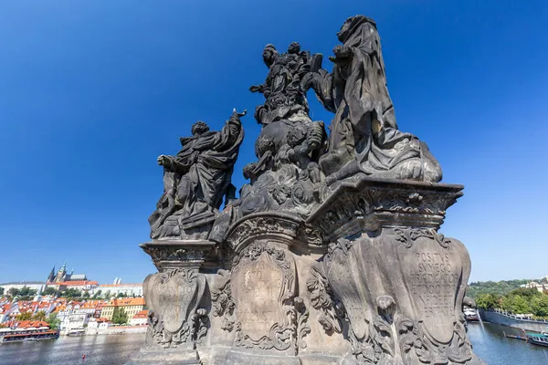 Estatua Sousosi Madona San Bernardo Puente Carlos Praga Chequia —  Fotos de Stock