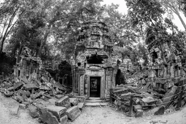 Hermosa Vista Blanco Negro Del Templo Phrom Angkor Thom Camboya —  Fotos de Stock