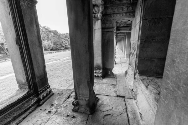 Unesco Miras Sitesindeki Siyah Beyaz Manzara Angkor Wat Siem Reap — Stok fotoğraf