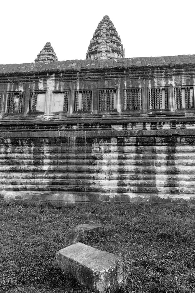 Vista Blanco Negro Del Patrimonio Unesco Angkor Wat Siem Reap — Foto de Stock