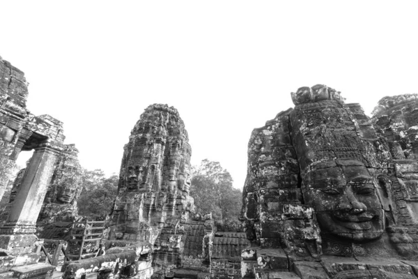 Massiva Snidade Ansikten Angkor Thom Siem Reap Kambodja — Stockfoto