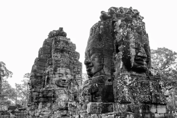 Caras Talladas Masivas Angkor Thom Siem Reap Camboya — Foto de Stock