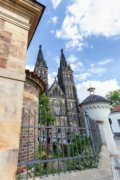 Portrait View Saint Peter Paul Cathedral Vysehrad Castle Prague — 스톡 사진