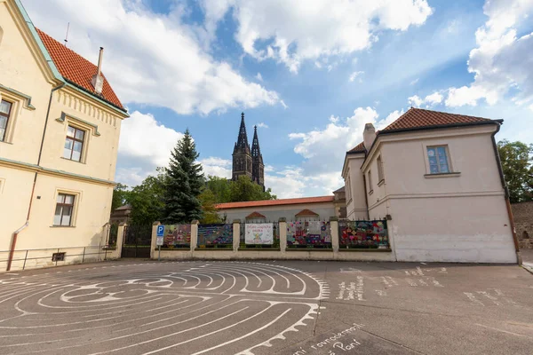 School Yard Vysehrad Castle Prague Stockbild