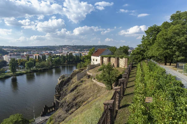 Beautiful City View Vysehrad Castle Prague Stockfoto