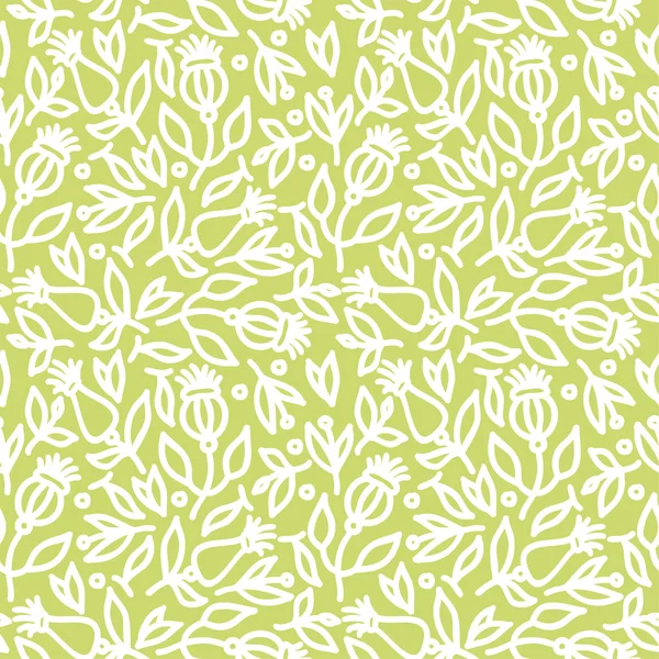 Fond vert sans couture avec des fleurs — Image vectorielle