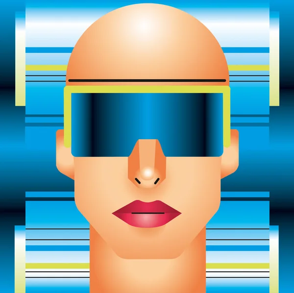Kvinna cyborg huvud. — Stock vektor