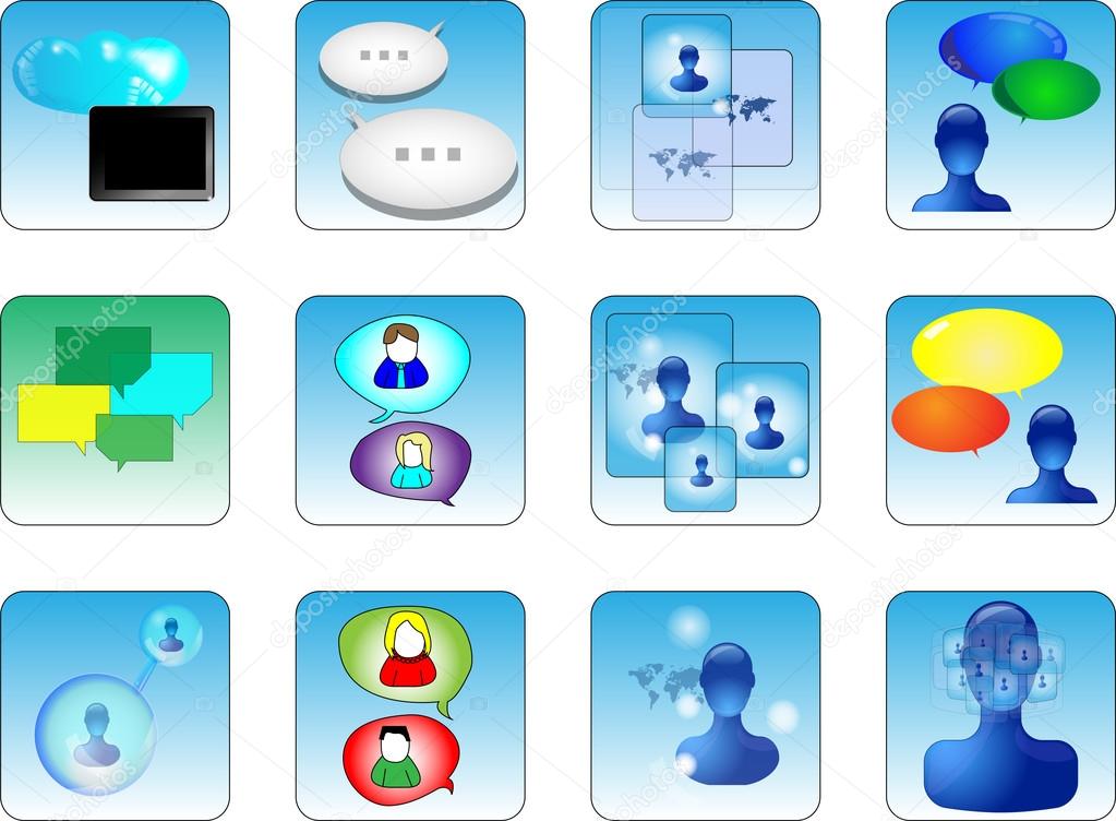 Set of social media buttons for communications