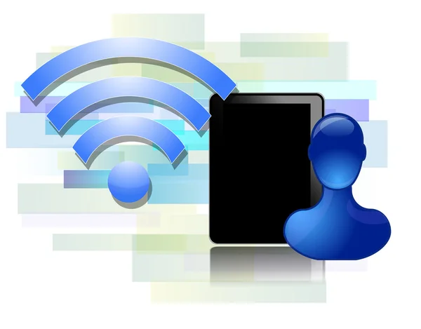 Дизайн Wi-Fi с черным столом и синим лицом — стоковый вектор