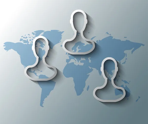 grup arkadaşları ile dünya harita illüstrasyon