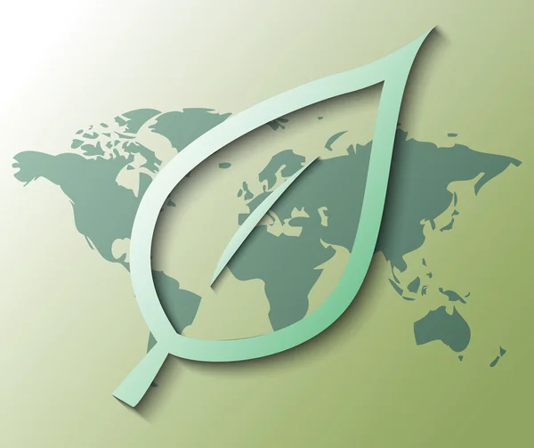 Ilustração da folha com fundo verde do mundo — Vetor de Stock