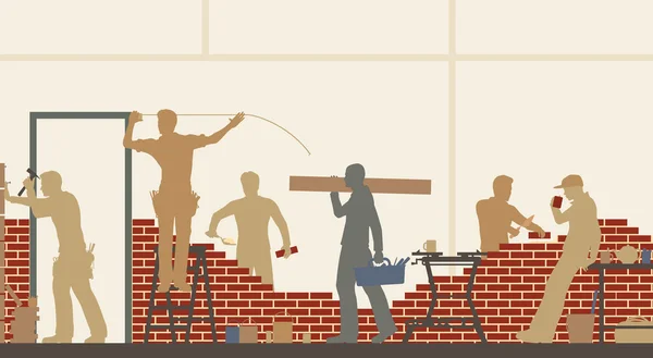 Builders at work — Stock Vector