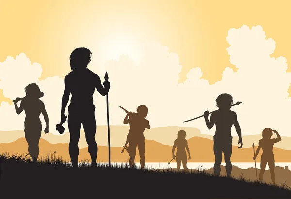 Stoneage hunters — Stock Vector