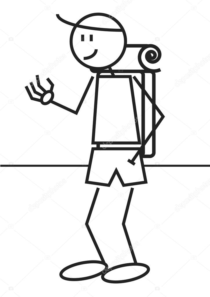 Stick figure with backpack Stick figure backpack — Stock Vector