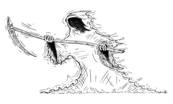 Ponury Żniwiarz lub Personifikacja śmierci z Scythe, Wektor Cartoon Conceptual Illustration — Wektor stockowy