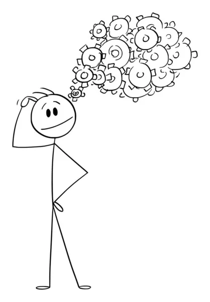 Person Thinking, Concept of Idea, Creativity and Inspiration, Vector Cartoon Stick Figure Illustration — Stockový vektor