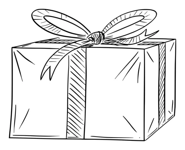 Boîte cadeau de Noël ou d'anniversaire ou cadeau, illustration vectorielle de figure de bâton de bande dessinée — Image vectorielle