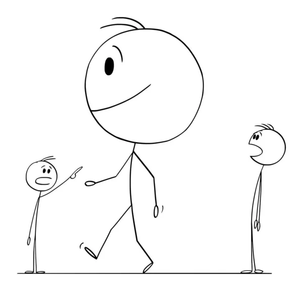 Persoon met groot hoofd wandelen op straat, Vector cartoon stick figuur illustratie — Stockvector