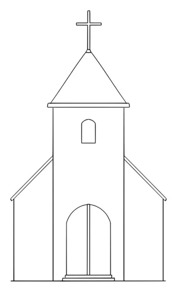 Drawing, Clipart, Clip Art or Icon of Church Building, Vector Cartoon Illustration — Stock Vector