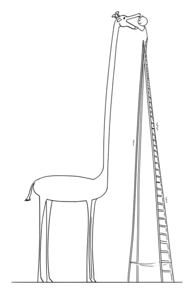 Veterinär eller veterinär Omvårdnad Giraff, vektor tecknad Stick Figur Illustration — Stock vektor