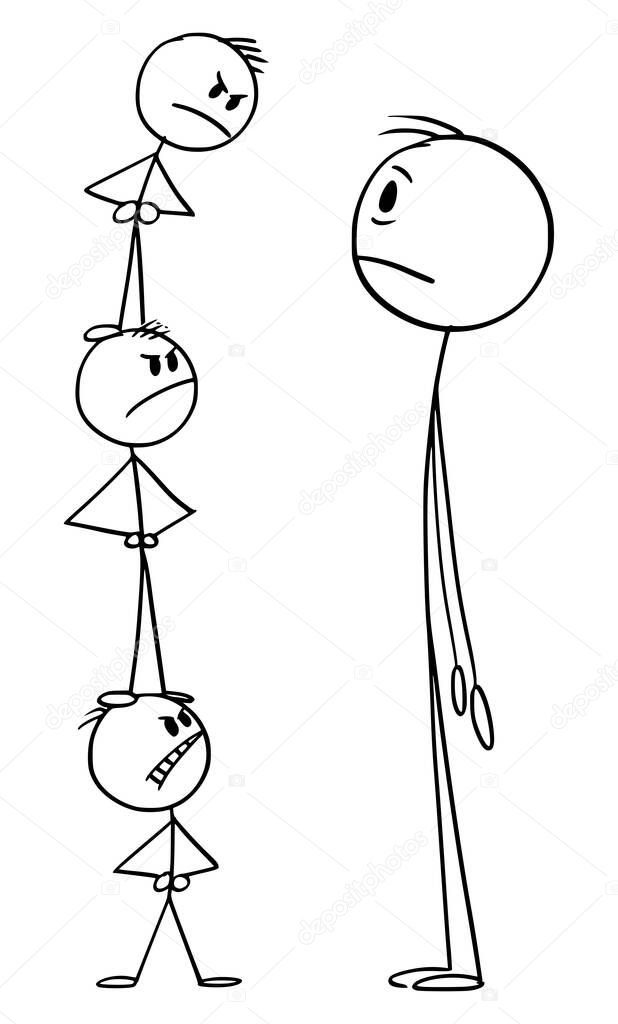 Adult Person and Child Problem or Communication, Vector Cartoon Stick Figure Illustration