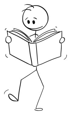 Okuyucu Yürüme ve Okuma Kitabı, Vektör Çizgi Film Yapıştırması Çizimi