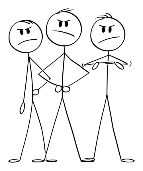 Equipe de negócios irritada com o líder, ilustração da figura da vara dos desenhos animados do vetor — Vetor de Stock
