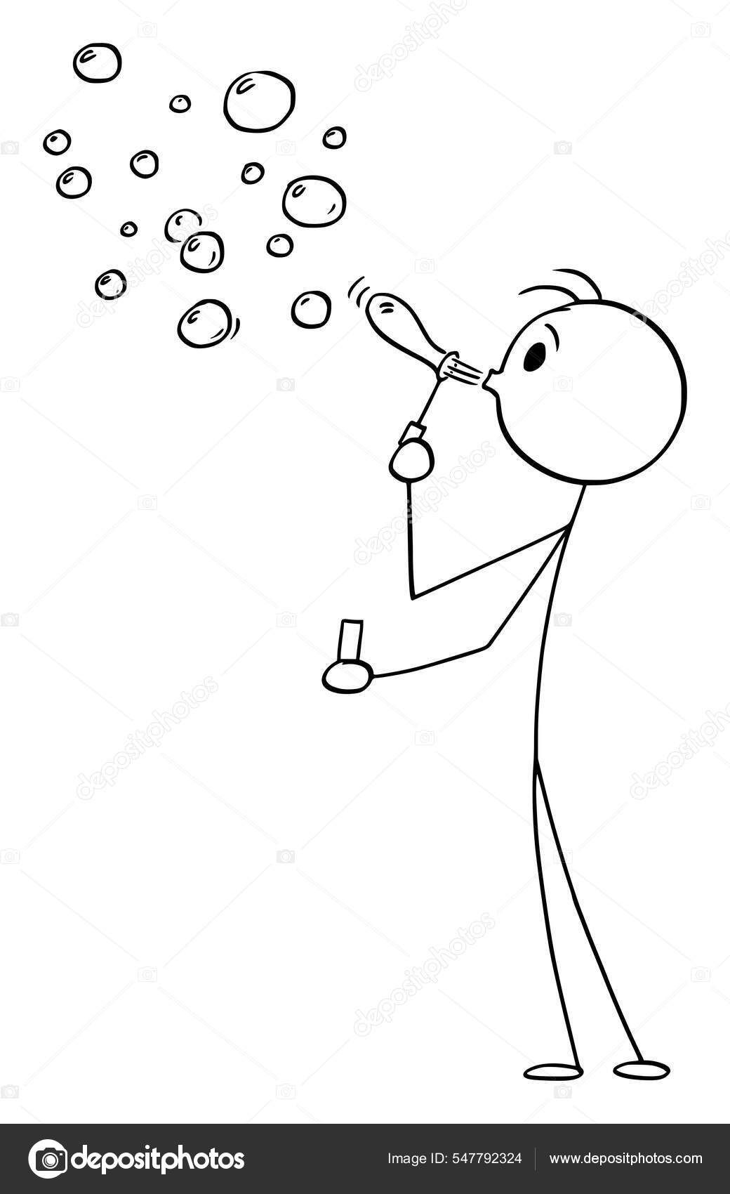 Person Blowing Soap Bubbles, Vector Cartoon Stick Figure Illustration Stock  Vector by ©ursus@zdeneksasek.com 547792324, image size:1040x1700