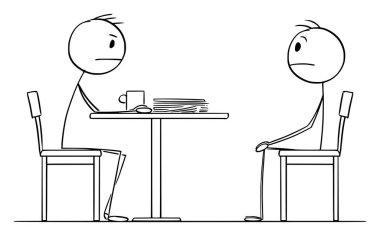 İş Görüşmesi Yapan Kişi veya Yönetici, Vektör Çizgi Film Yapıştırması İllüstrasyonu