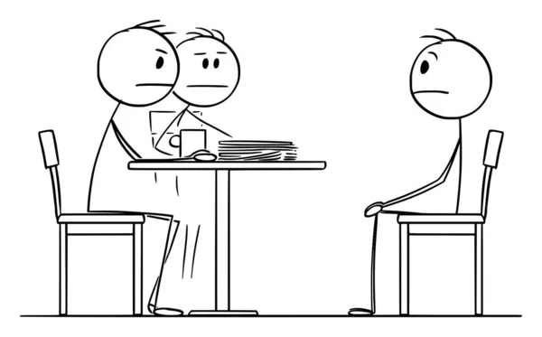 Persona sul colloquio di lavoro o studente sull'esame, illustrazione della figura del bastone del fumetto del vettore — Vettoriale Stock