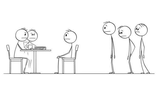 Person im Vorstellungsgespräch oder Student bei der Prüfung, Vector Cartoon Stick Figure Illustration — Stockvektor
