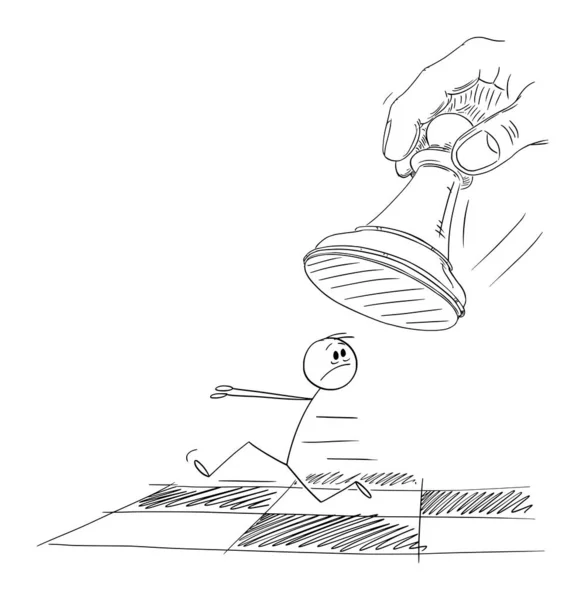 Person eller affärsman i farligt schackspel, vektor tecknad Stick Figur Illustration — Stock vektor