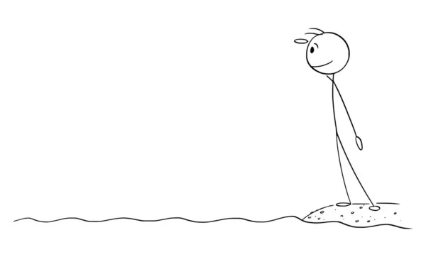 Personne ou homme d'affaires debout sur le rivage et regardant des opportunités lointaines, illustration vectorielle de figure de bâton de bande dessinée — Image vectorielle