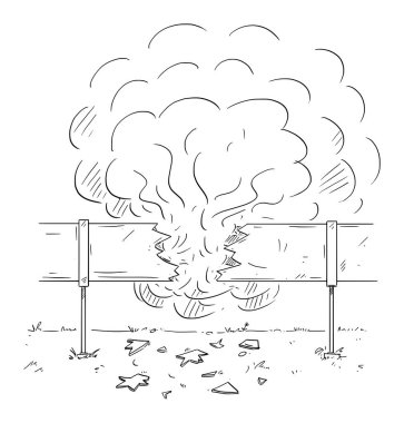 Gaz boru hattı bozuk veya hasarlı, vektör çizgi film çubuğu figürü veya karakter çizimi.