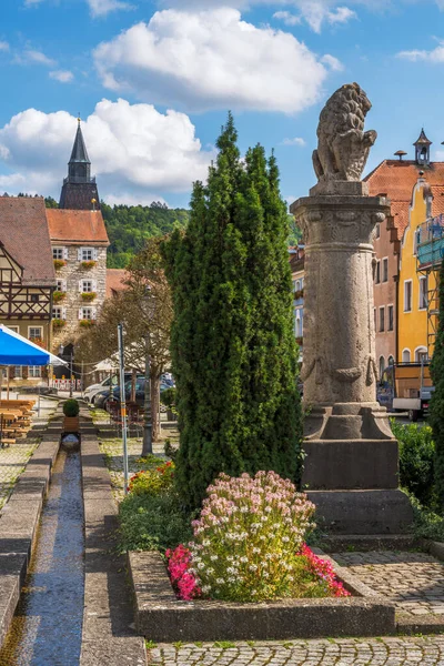 Monumento Histórica Plaza Del Mercado Berching Baviera Alemania —  Fotos de Stock