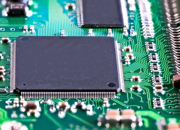 Integrierte Schaltung Mit Prozessor Chip Auf Computer Mainboard — Stockfoto