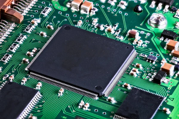 Integrierte Schaltung Mit Prozessor Chip Auf Computer Mainboard — Stockfoto