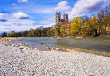 St. Maximilian church in Munich at the river Isar