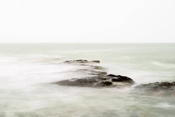Rocks Beach French Opal Coast Seamoss Green Milky Sea Copy —  Fotos de Stock
