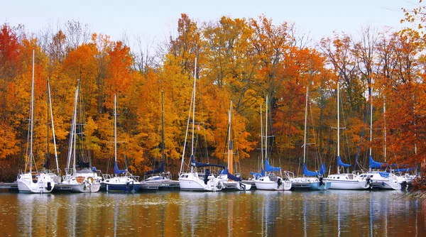 Barcos en otoño — Foto de Stock
