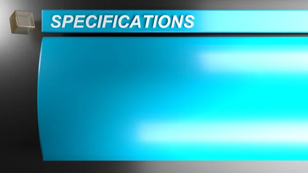 Синяя Подложка Specifications Page Иллюстрация Трехмерного Рендеринга — стоковое фото